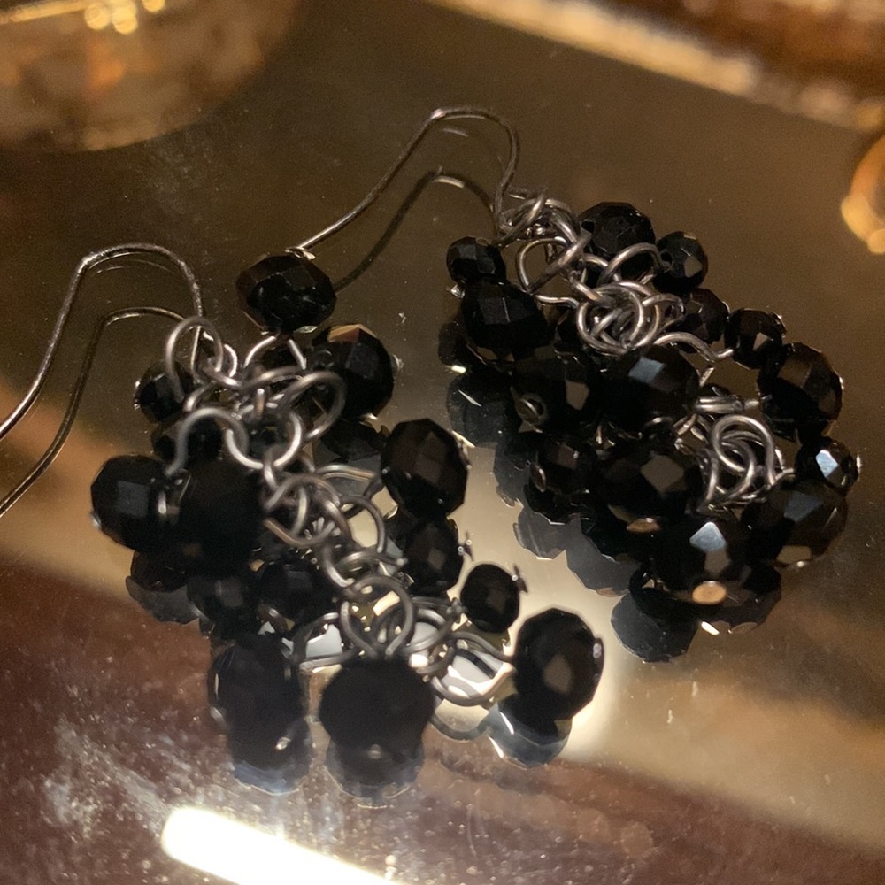 Black Beaded Earrings